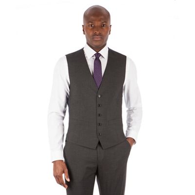 The Collection Charcoal puppytooth 5 button front waistcoat